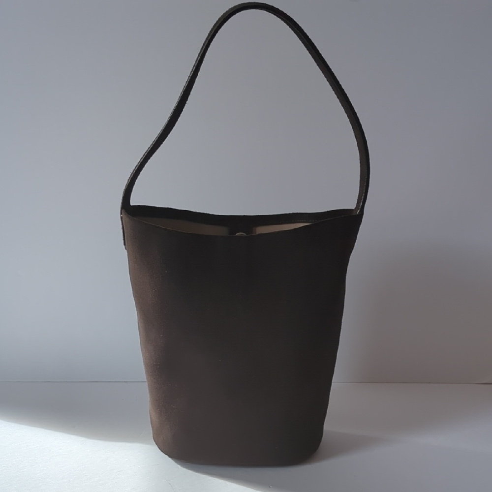 COS Paradigm Mini Tote Bag In Dark Brown Suede